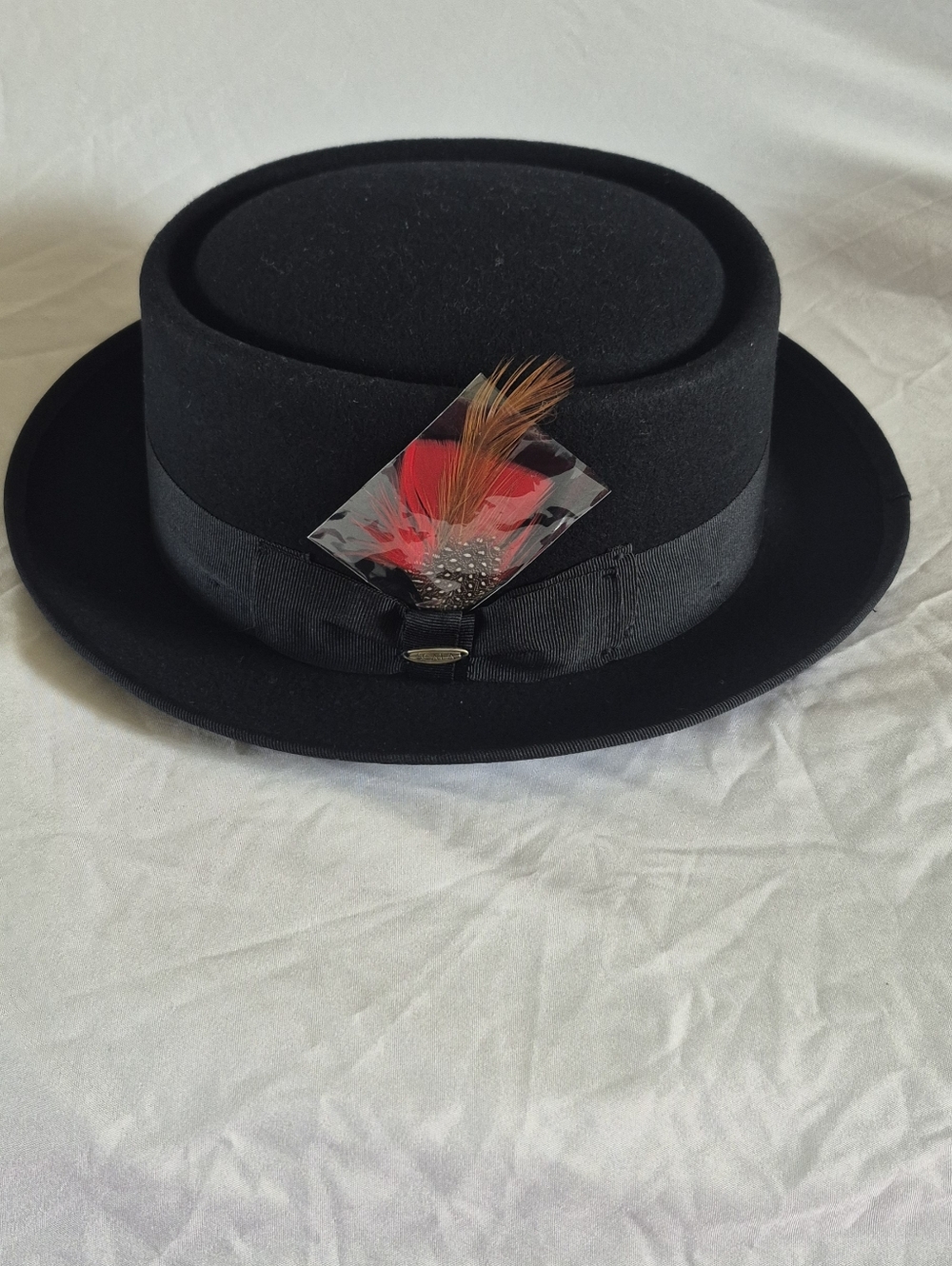 ​Scala "Jazz" Black Wool Pork Pie Fedora Hat - Size Medium
